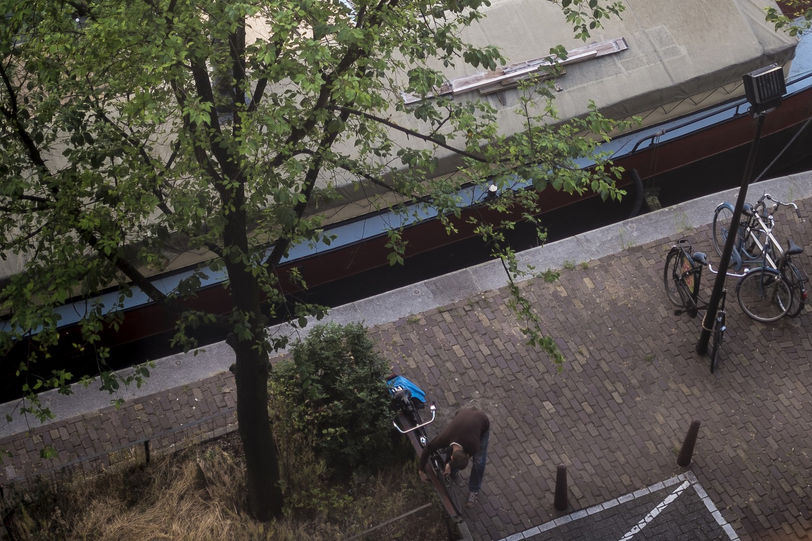 Cycliste sur le quai