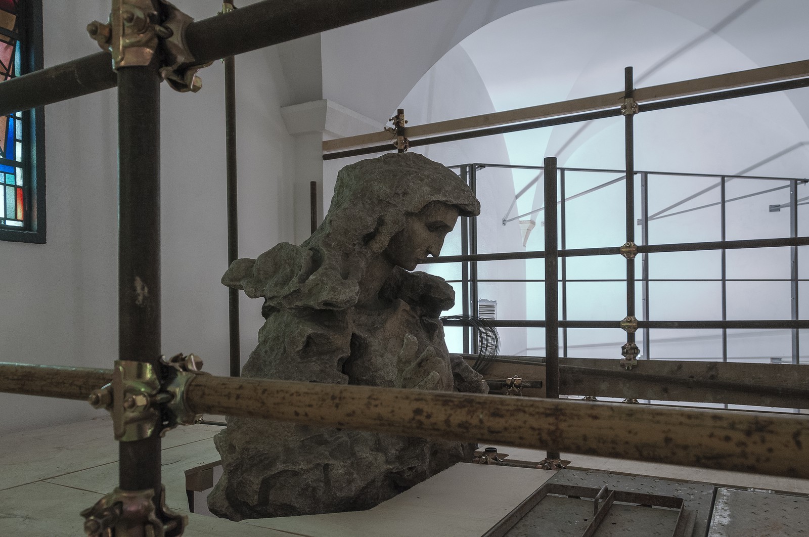 Statue en restauration